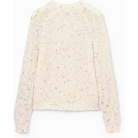 Women's White Thick Gauge Knit Pullover Large Acrylic Polyamide Polyester - Picture 4 of 7